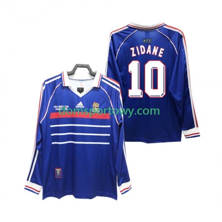 Koszulka Francja ZIDANE 10 Retro Domowe Koszulki Piłkarskie 1998 Długi Rękaw
